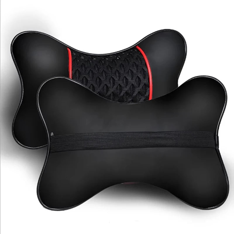 2pcs PU Leather Car Neck Pillows – Ergonomic Headrest Cushion, Universal Fit